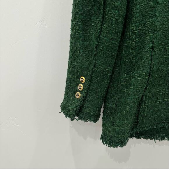 NWT Zara Green Black Trim Textured Tweed Button Blazer Jacket. Blogger fave. - Picture 12 of 13